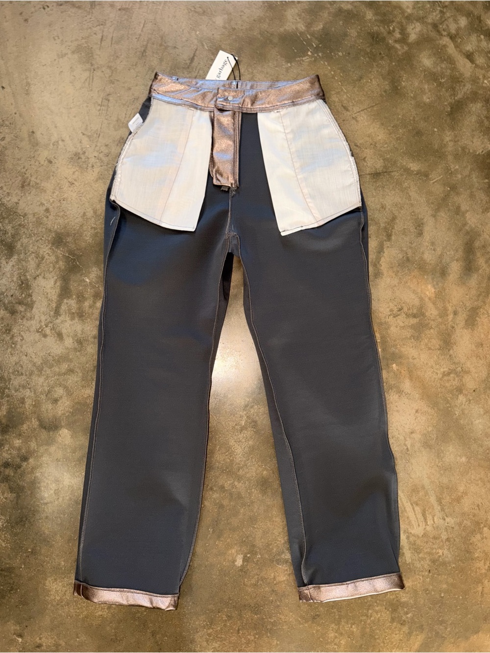 NWT Pretty Garbage Metallic Faux Leather Straight Leg Pants Rose Bronze S - Picture 7 of 12